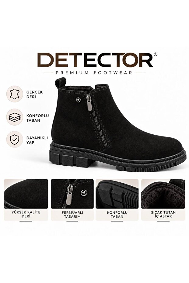 Men's Genuine Leather Double Zipper Winter Thick Sole Boots Hs500