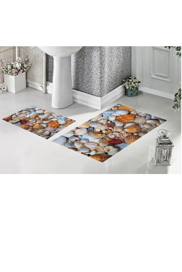 Bath Mat Machine Washable Non-Slip Base Water Absorbent Set of 2 Bath Mats