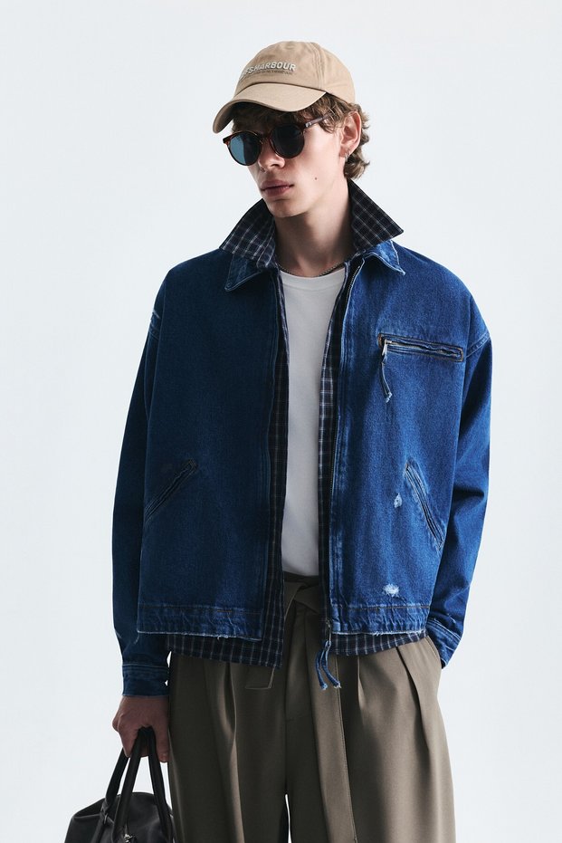 Oversize Zipper Closure Denim Coat