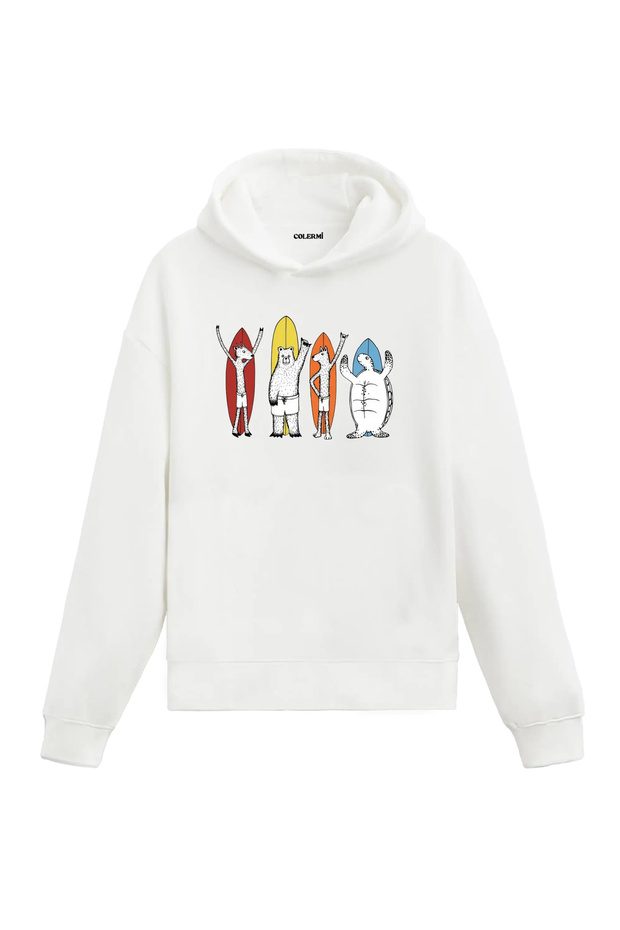 Surfer Animals Design Hooded Sweatshirt