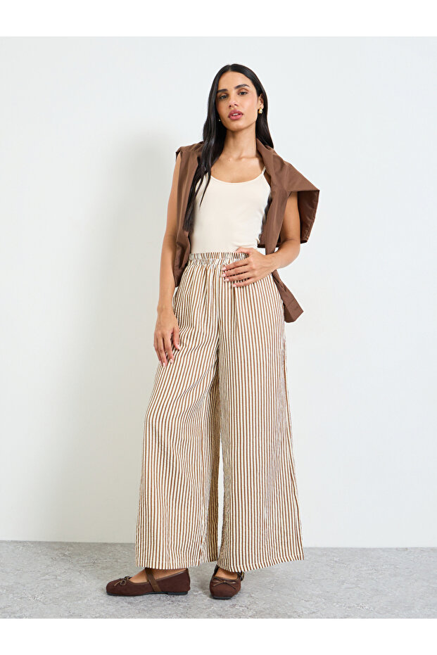 Multi-Stripe Wide-Leg Pants