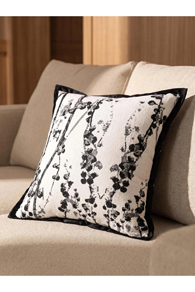 Floral Print Cushion Cover- 45X45Cm, Off White