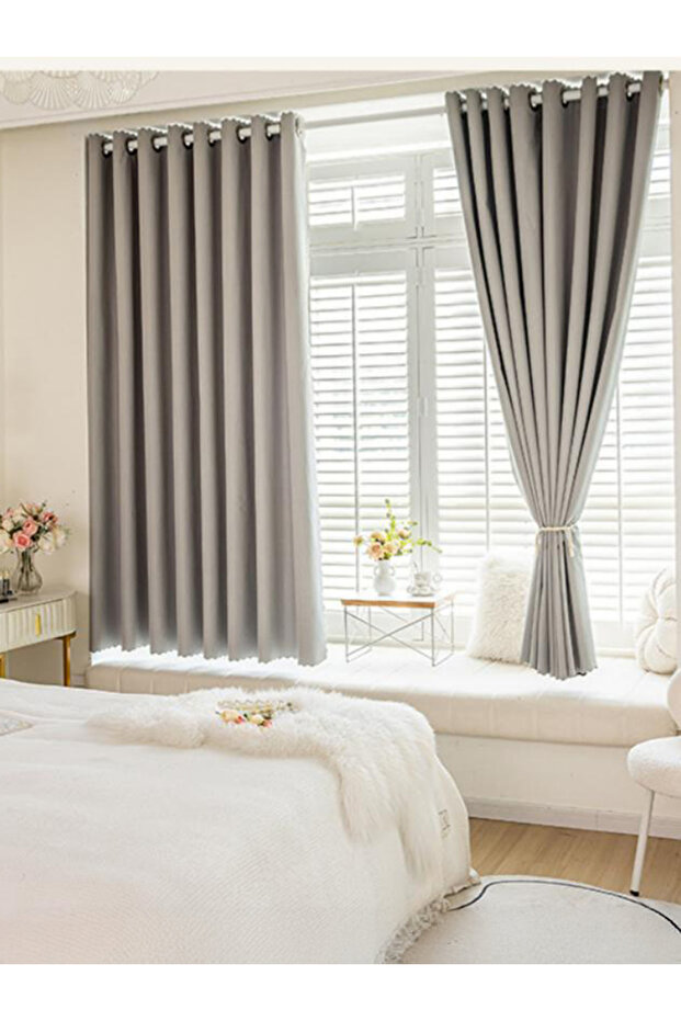 1-Piece Plain Non Black-Out Curtain, 170x280cm Blue