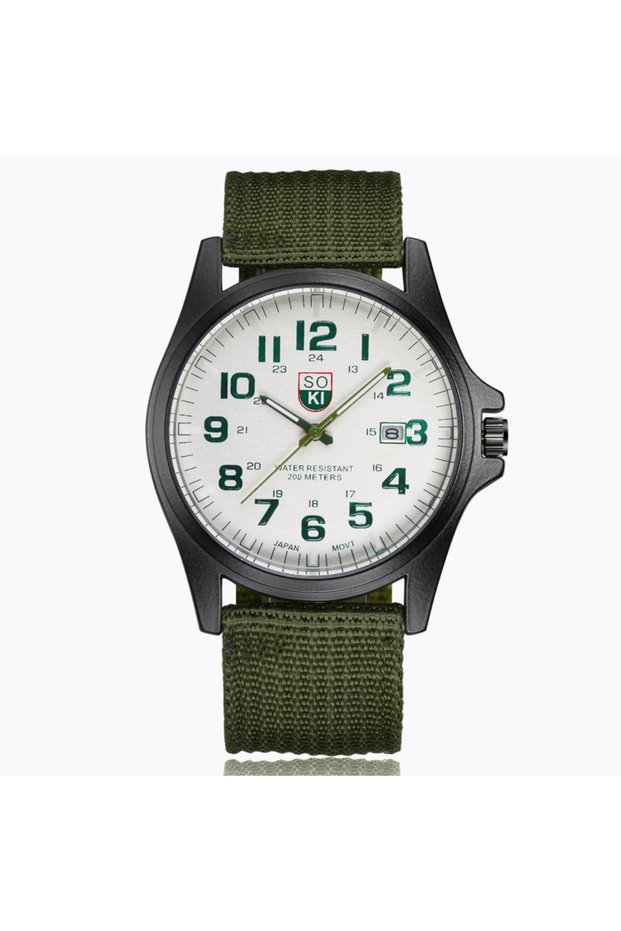 green Fashion Simple Calendar Quartz Men Sports Watch Army Watch