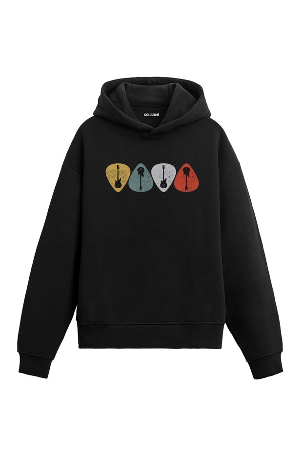 Retro Guitar Picks Design Hooded Sweatshirt