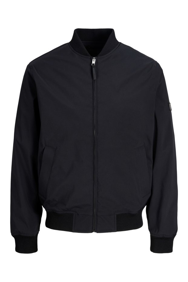 Black JPRBLAJOSH Solid Zip-Up Bomber Jacket