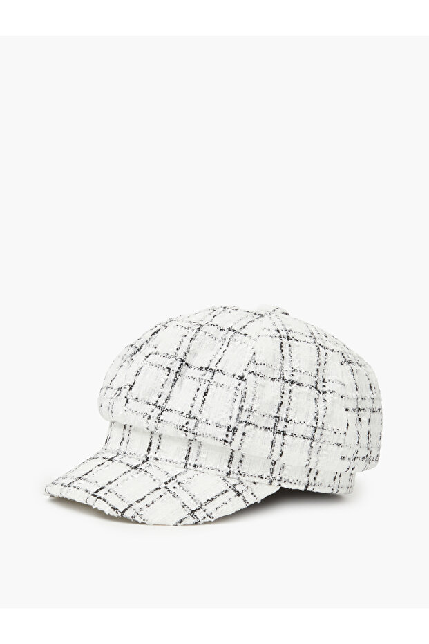 White Tweed-Look Cap