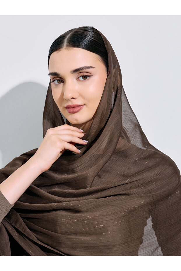 Brown Solid Crinkle Hijab 70x175 cm