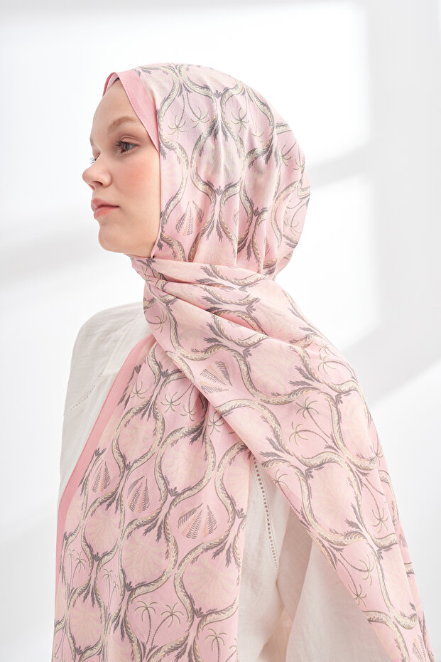 Floral Archive Grove Pattern Shawl - Powder - Gray