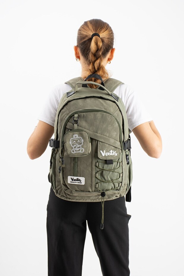 Unisex, Ultra Light, Multi-Pocket, Backpack Khaki Green Model: (Vnt-9B)