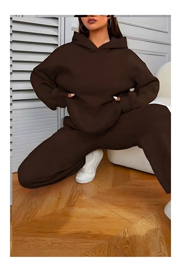 Women's Oversize Hooded Rubberized Legging Track Suit