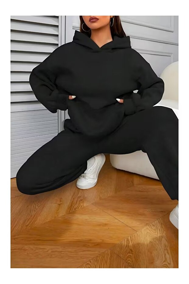 Women's Oversize Hooded Rubberized Legging Track Suit