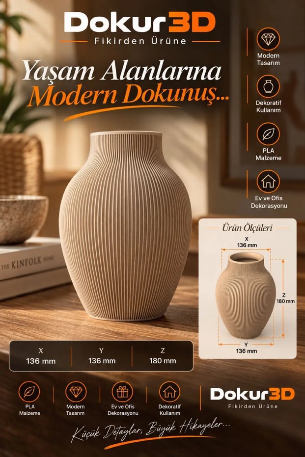 ahşap desenli vazo