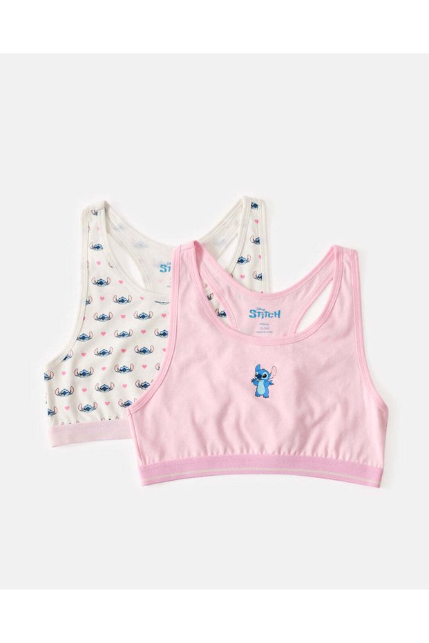 Senior Girls Pink And White Stitch Print Bra Set (Pack of 2)