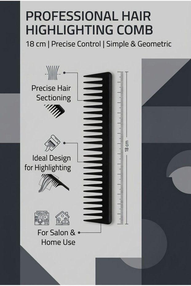 Professional Hair Highlighting Comb 18 cm – Hair Sectioning & Styling Comb 07362
