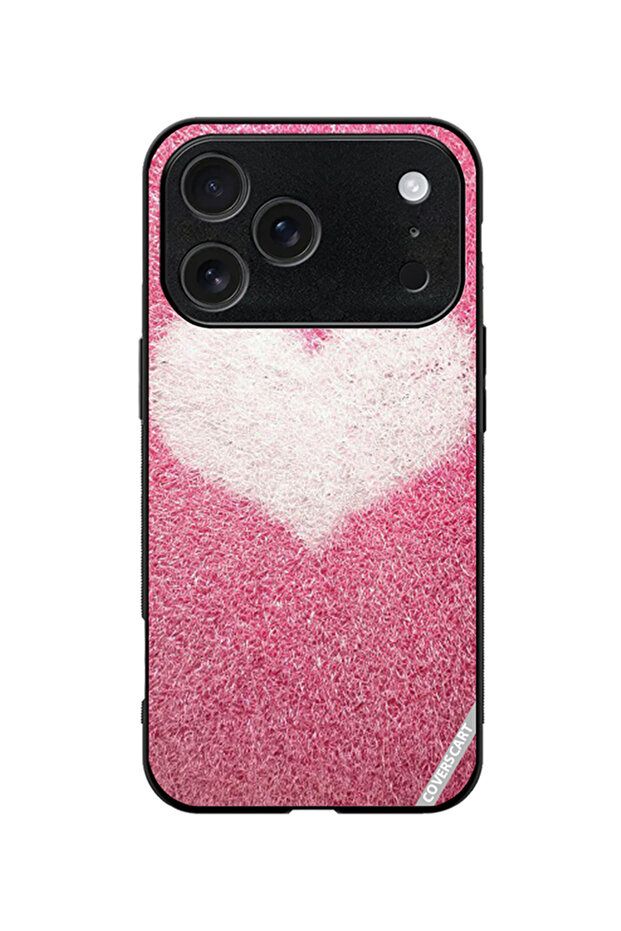 Protective Case Cover for Apple iPhone 18 Pro Pink With White Heart Design Pink
