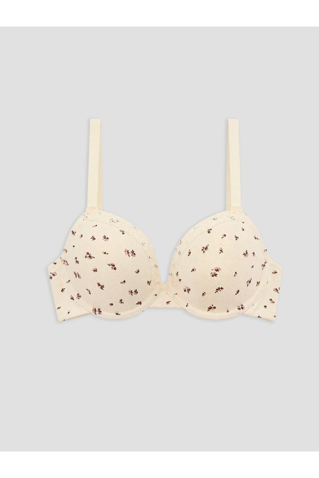 Lcw Dream Ecru Underwire Half Padded Floral T-Shirt Bra