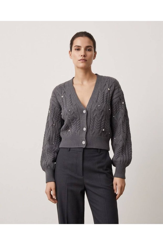 Pearl Detailed Knitted Cardigan