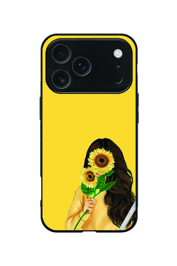 Protective Case Cover for Apple iPhone 18 Pro Girl With Sunflower Design Yellow