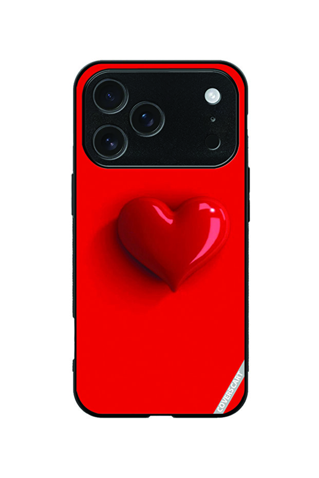 Protective Case Cover for Apple iPhone 18 Pro Red Heart Design Red
