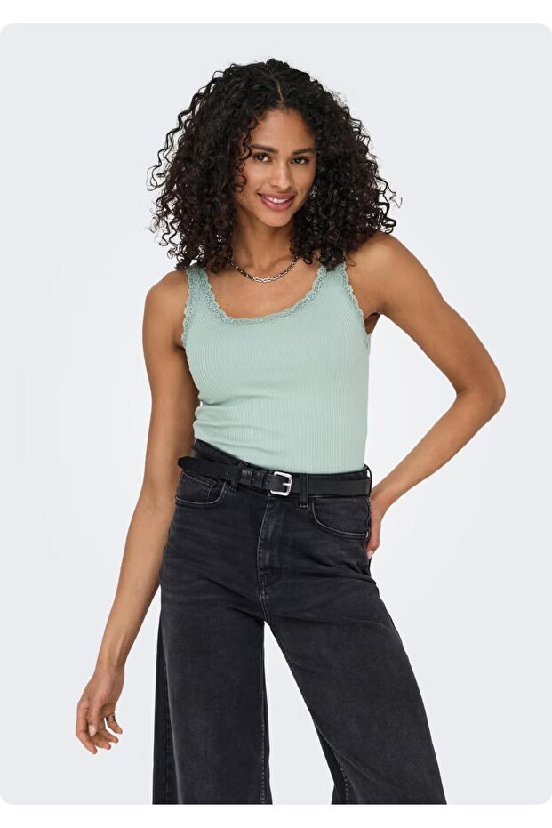 15345994 Self-Applied Striped Lace Aski Detail Tsh