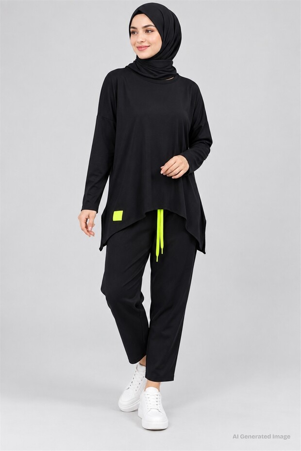 Women's Two-Thread Viscose Two-Thread Fabric Double Suit with Arma Detail