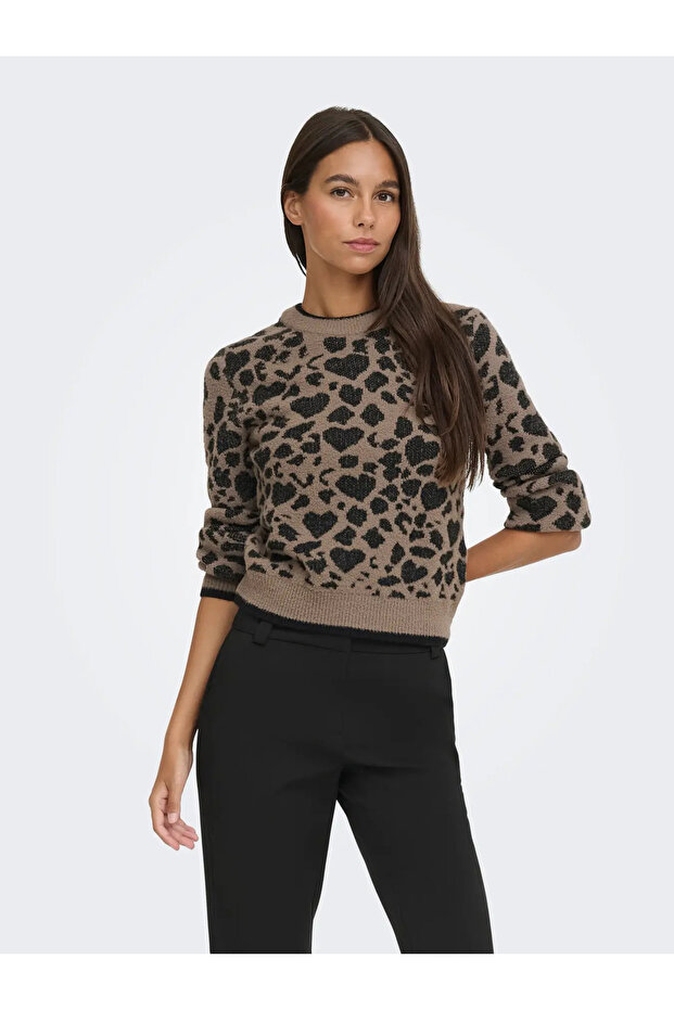 Women's Jdylorraine Leopard Patterned Brown Sweater - 15292890