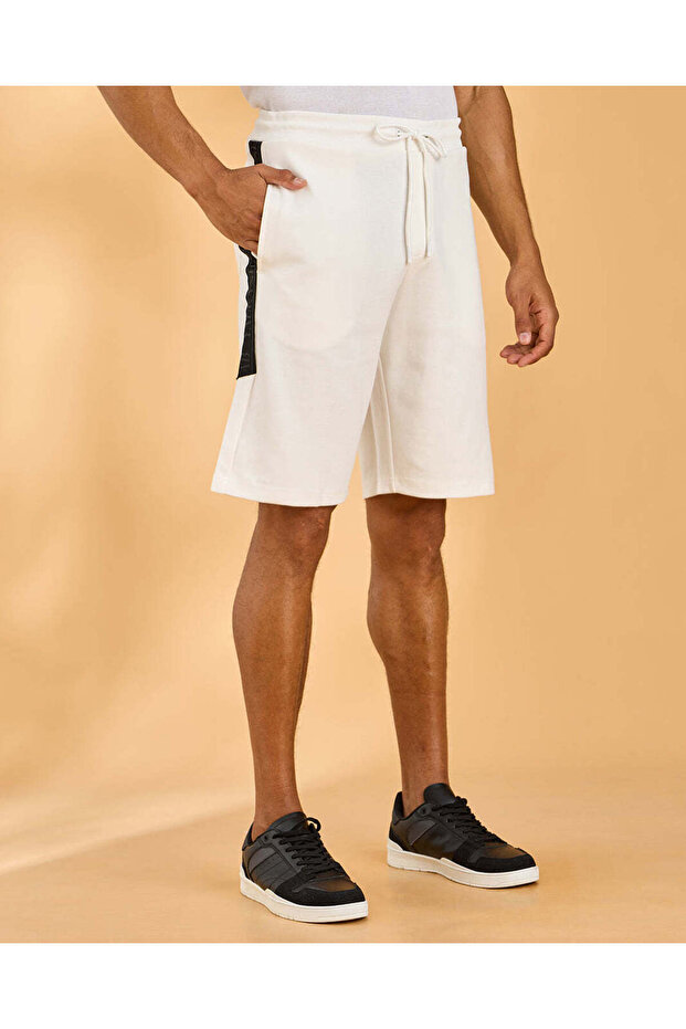 Men Ivory Shorts With Side Tape