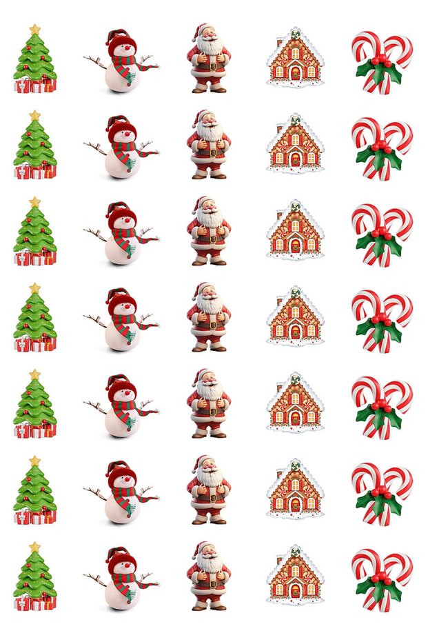 New Year Stickers, Santa Claus and Christmas Figures, 350 Pieces (10 Sheets - Printed on Coated Paper.)