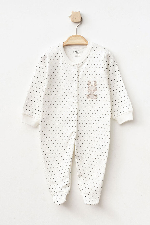 Baby Girl Snap Fastener Patterned Booties Jumpsuit 0 Month 6 Month