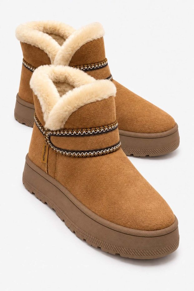 Embroidered Fur Thick Sole Women's Boots Taba