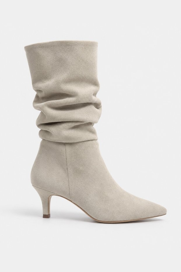 Ruche Gathered Pointed Toe Thin Heeled Women's Boots