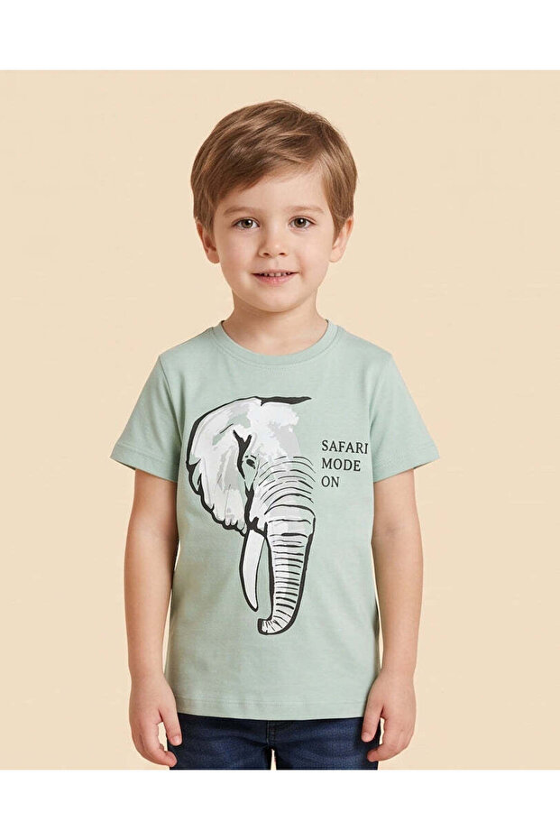 Boys Mint Printed T-Shirt