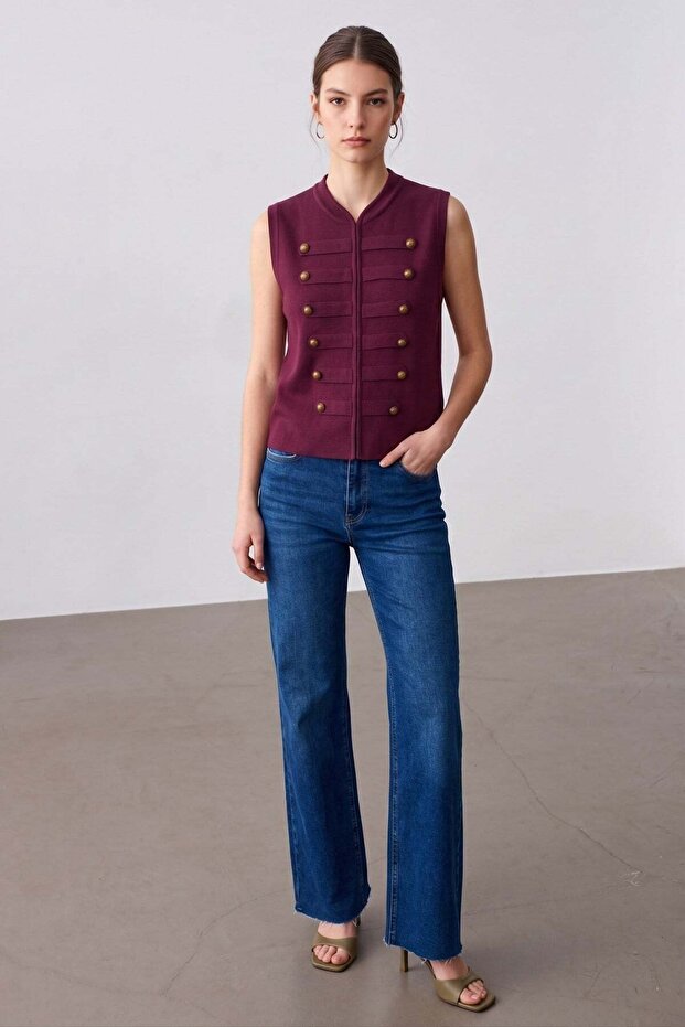Napoleon Button Sleeveless Blouse Murdum
