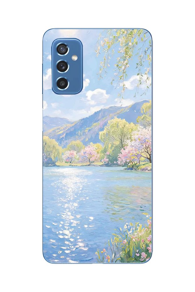 Samsung Galaxy M52 Compatible Monet Style Lake Landscape Pattern Transparent Phone Case