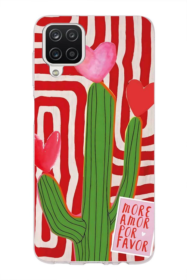 حافظة هاتف شفافة بنمط الصبار متوافقة مع هاتف سامسونج جالاكسي A12 / M12