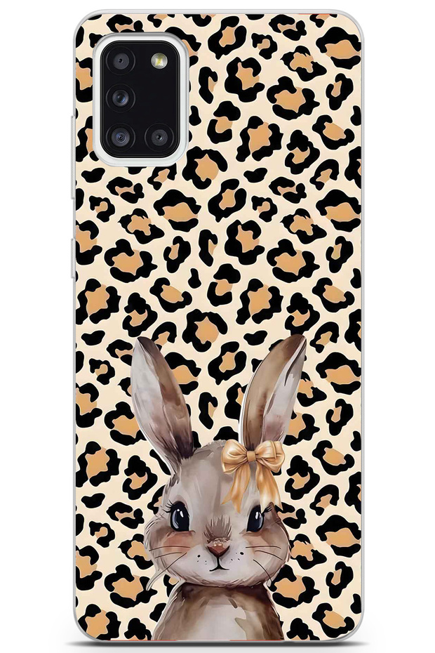 Samsung Galaxy A31 Compatible Leopard Pattern Rabbit Pattern Transparent Phone Case