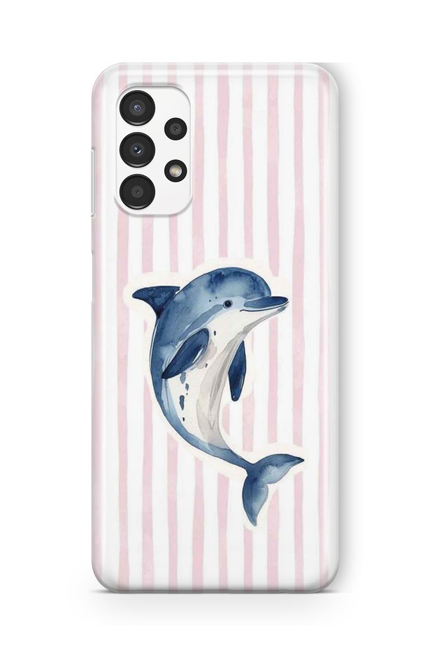 Samsung Galaxy A13 Compatible Pastel Dolphin Pattern Transparent Phone Case