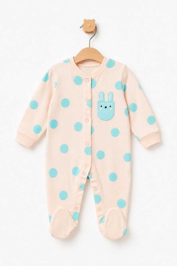 Baby Girl Snap Fastener Patterned Booties Jumpsuit 0 Month 6 Month