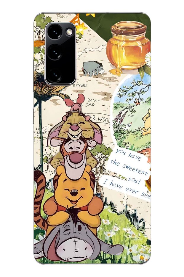 Samsung Galaxy S20 Fe Compatible Vintage Winnie Pooh Collage Pattern Transparent Phone Case