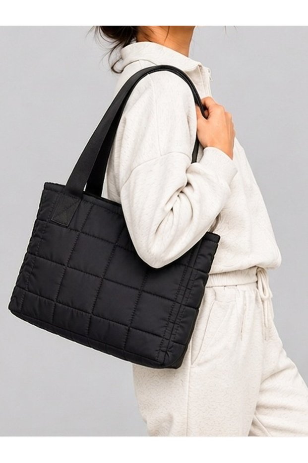 Women's Black Lightweight Fabric Shoulder Bag