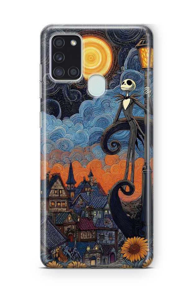 Samsung Galaxy A21S Compatible Jack Skellington Patterned Transparent Phone Case