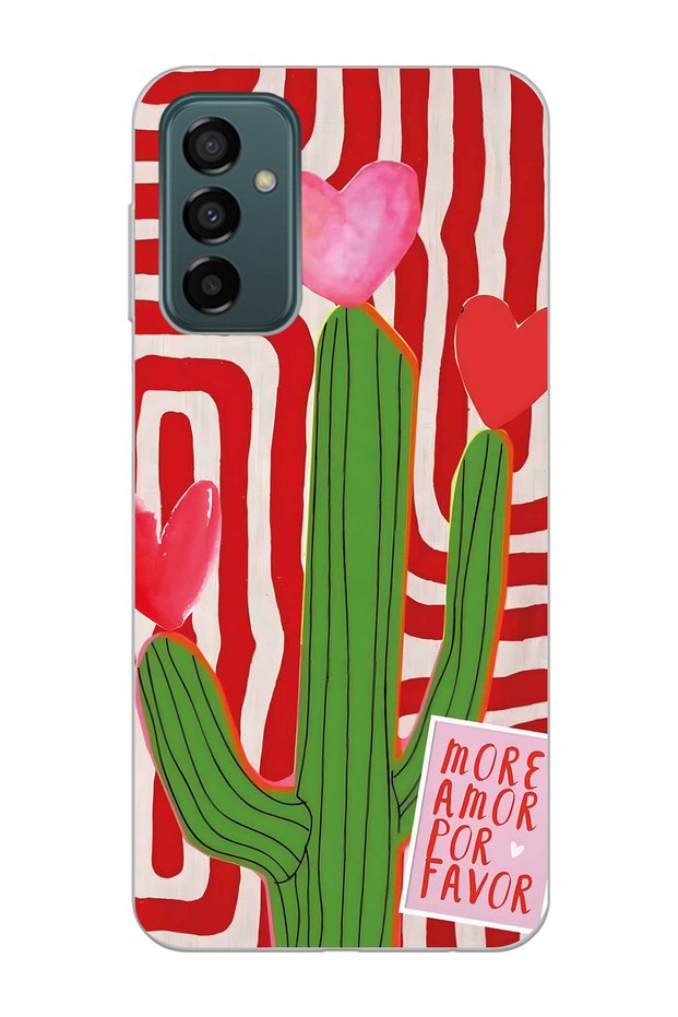 Samsung Galaxy M13 / M23 Compatible Cactus Patterned Transparent Phone Case