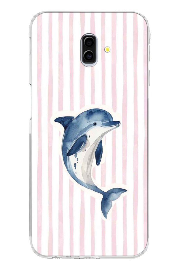 Samsung Galaxy J6 Plus Compatible Pastel Dolphin Pattern Transparent Phone Case