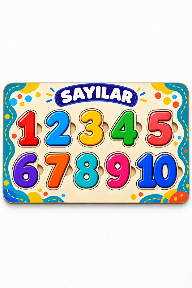 Numbers Educational Insert-Extract Puzzle Children's Puzzle 1-10 Number Learning Board 10 Number Pieces 27X18 cm Mdf