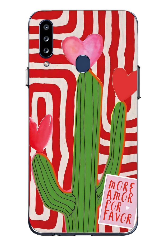 Samsung Galaxy A20S Compatible Cactus Patterned Transparent Phone Case