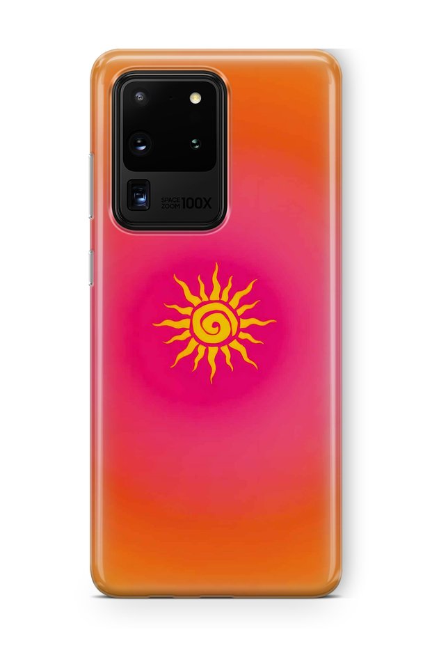 Samsung Galaxy S20 Ultra Compatible Retro Sun Pattern Transparent Phone Case