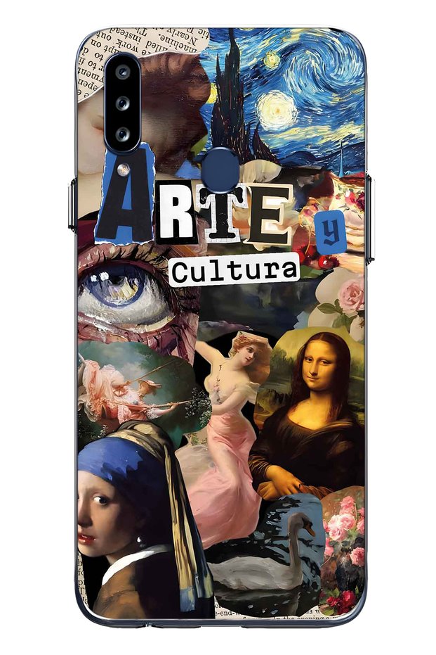 Samsung Galaxy A20S Compatible Art Collage Pattern Transparent Phone Case