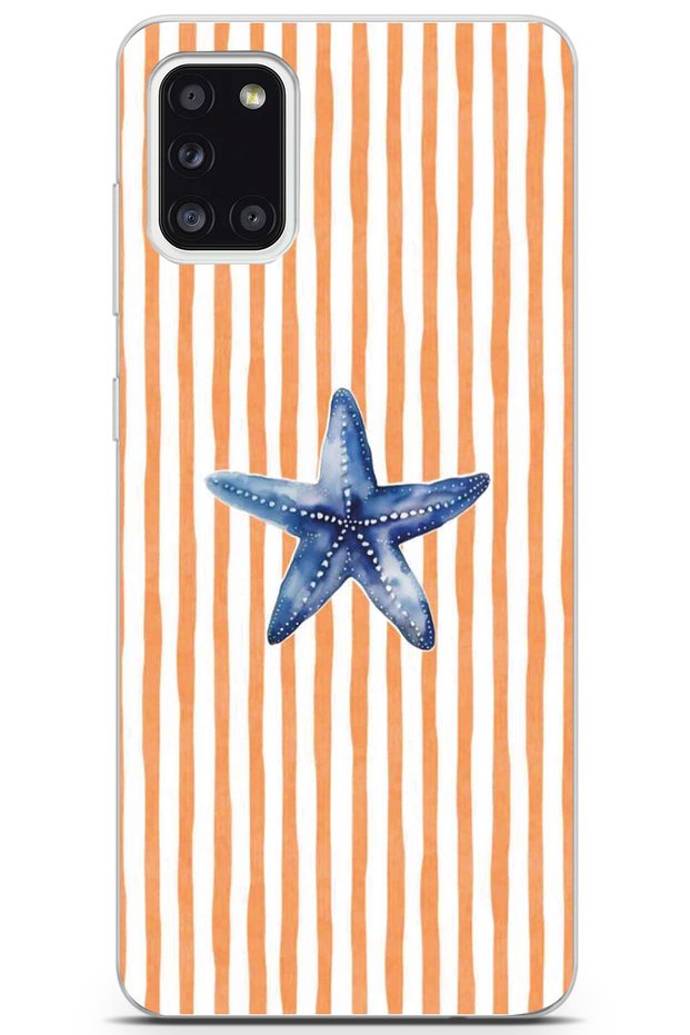 Samsung Galaxy A31 Compatible Starfish Patterned Transparent Phone Case