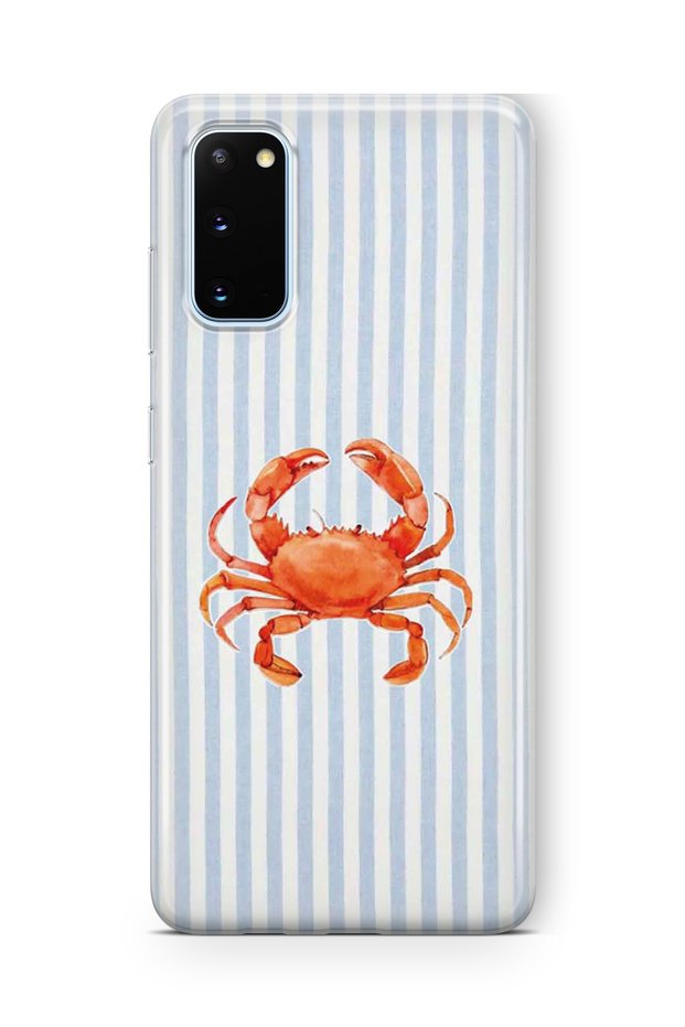 Samsung Galaxy S20 Compatible Transparent Phone Case with Crab Pattern